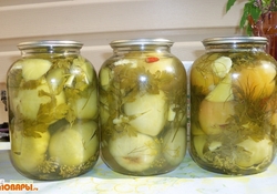 Рецепт: Зеленые томаты в маринаде с зеленью