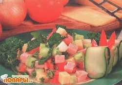 Рецепт: Зеленый салат с ветчиной