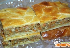 Сочный капустный пирог с куриным фаршем