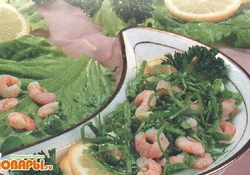 Рецепт: Зеленый салат с креветками