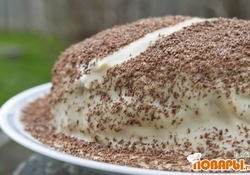 Рецепт: Торт с блинов под белковым кремом