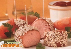 Шпикачки с медом и кунжутом