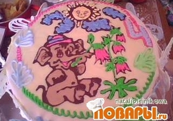 Рецепт: Торт со слоном и бабочками