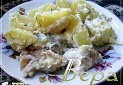 Картофель с курицей, запеченный в сыре