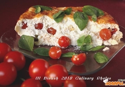 Творожный пудинг с помидорами