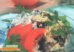 Рецепт: Салат из баклажанов с помидорами