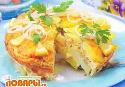 Рецепт: Картофельная запеканка с рыбой и свининой