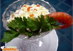 Рецепт: Салат-коктейль "Приморский"