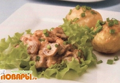 Грибы с сырным соусом