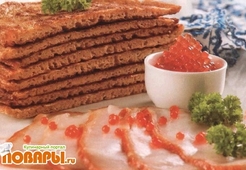 Блины с осетриной и икрой