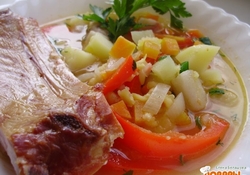 Рецепт: Чечевичный суп с копченостью