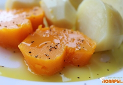 Картофель с тыквой на пару