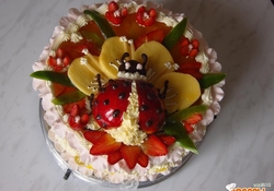 Рецепт: Торт "Божья коровка"