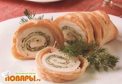 Рулетики из индейки в тесте