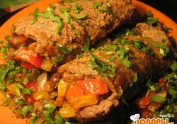 Рецепт: Рулеты из говядины с овощами