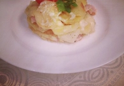 Гратен из картофеля с копченой курицей