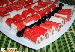 Рецепт: Быстрая закуска с крабовыми палочками