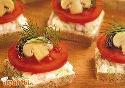 Рецепт: Бутерброды с грибами