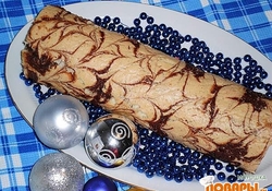 Рецепт: Рулет бисквитный "Кружева"