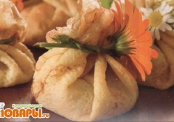 Рецепт: "Мешочки" с яблоками и изюмом